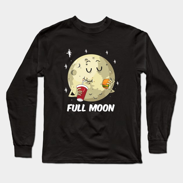 Kids Full Moon Shirt Fast Food Moon Burger Lover Girl Long Sleeve T-Shirt by ELFEINHALB